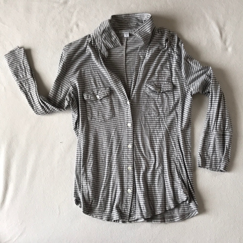 James Perse Collared 3/4 Length Sleeve Tee